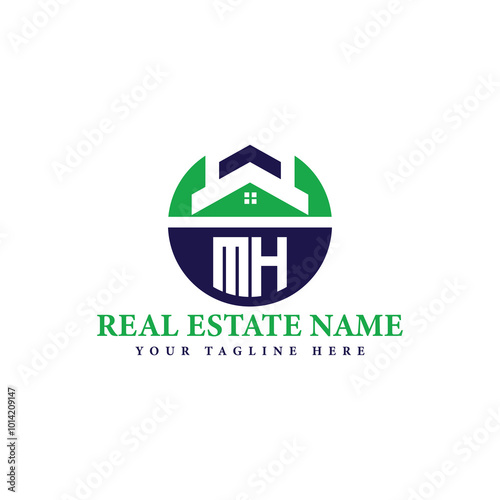 Green and Blue Real Estate Branding Logo