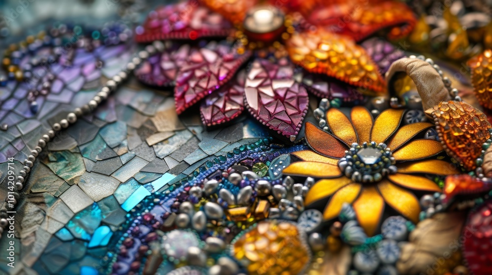 Fototapeta premium Mesmerizing Kaleidoscopic Mosaic of Vibrant Colors and Intricate Geometric Patterns