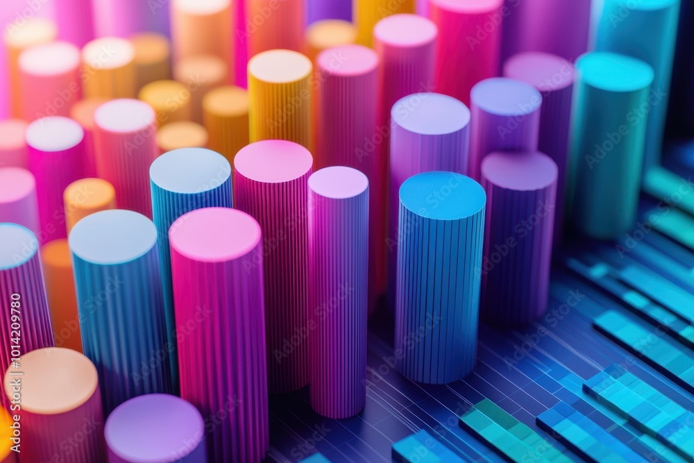 Fototapeta premium Vibrant 3D sound wave visualization with colorful bars