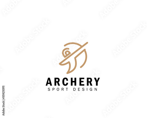 simple outline archery logo design, archer logo, clean and minimalist logo, sports logo vector template