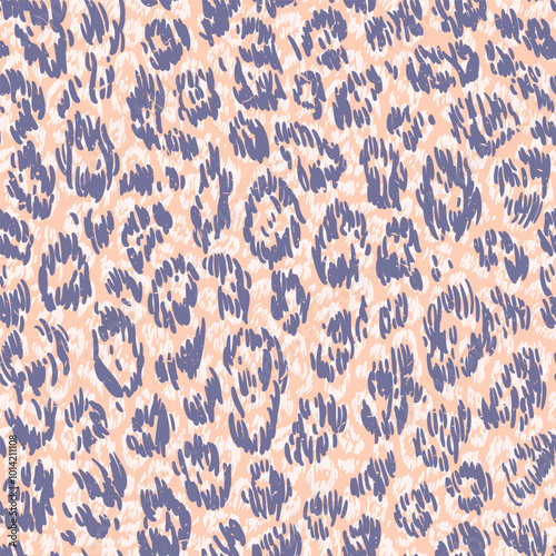 Pastel Leopard Print Pattern. Hand drawn Seamless vector background.