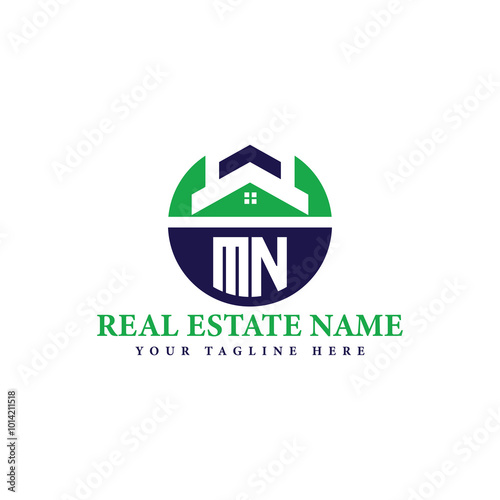 Green and Blue Real Estate Branding Logo
