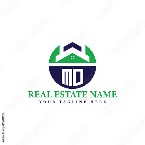 Green and Blue Real Estate Branding Logo