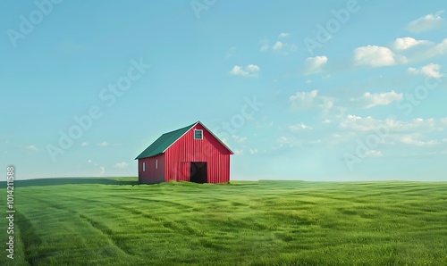 Red barn on a meadow