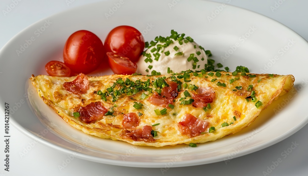 Savory Omelet with Bacon, Chives, and Tomatoes Savory Omelet with Bacon, Chives, and Tomatoes