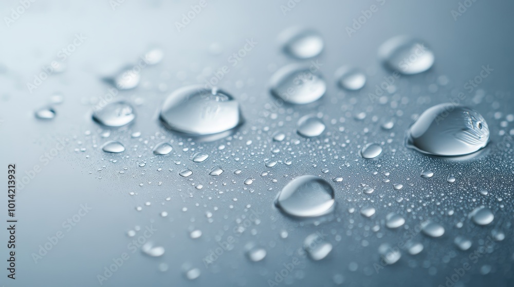 Moisture beads on a slick surface, depicting a lifelike portrayal of droplets from a skincare serum on a clear liquid backdrop, enhancing bathroom aesthetics. Moisture beads on a slick surface, depicting a lifelike portrayal of droplets from a skincare serum on a clear liquid backdrop, enhancing bathroom aesthetics.