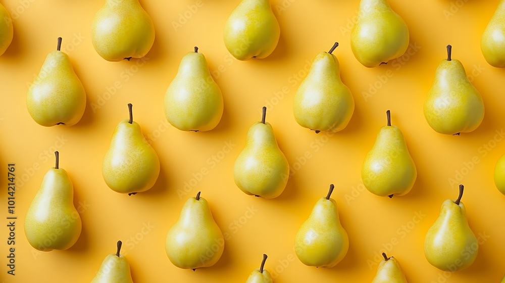 A Pattern of Yellow Pears on a Yellow Background