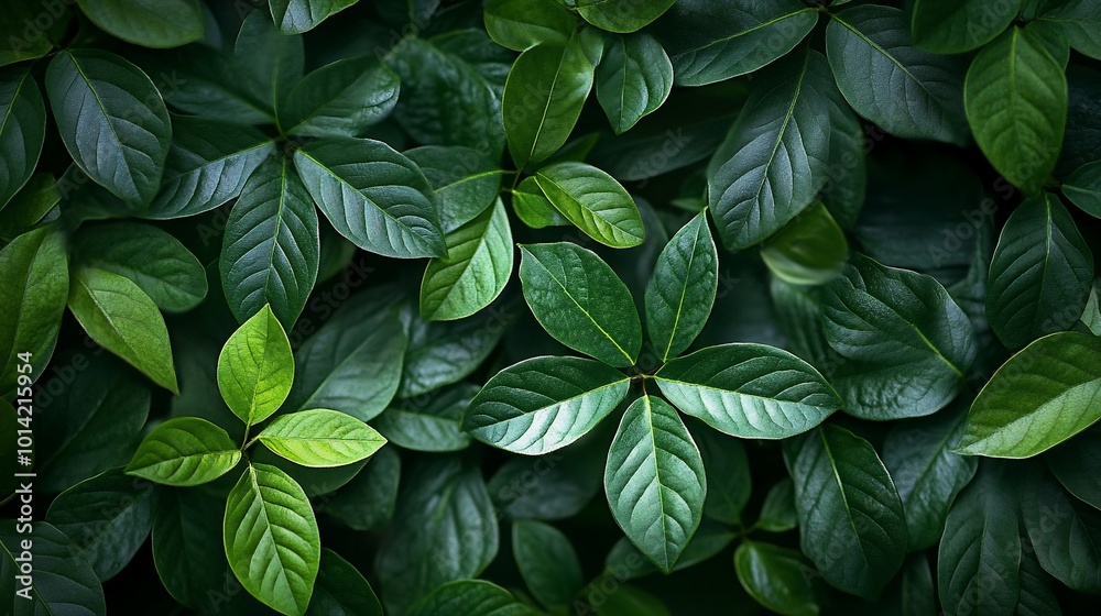 Lush green leaves with deep shadows forming a natural background pattern. Lush green leaves with deep shadows forming a natural background pattern.