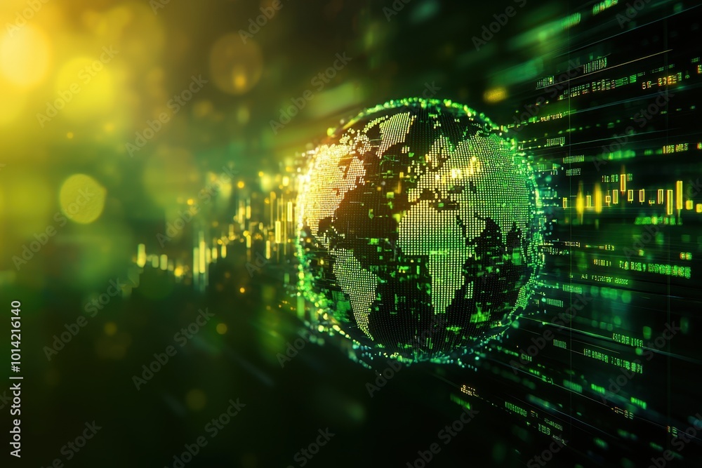 Fototapeta premium Digital globe with data streams representing global connectivity