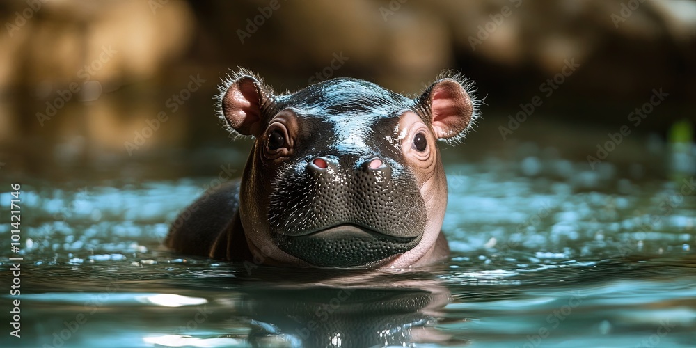Fototapeta premium adorable baby hippo