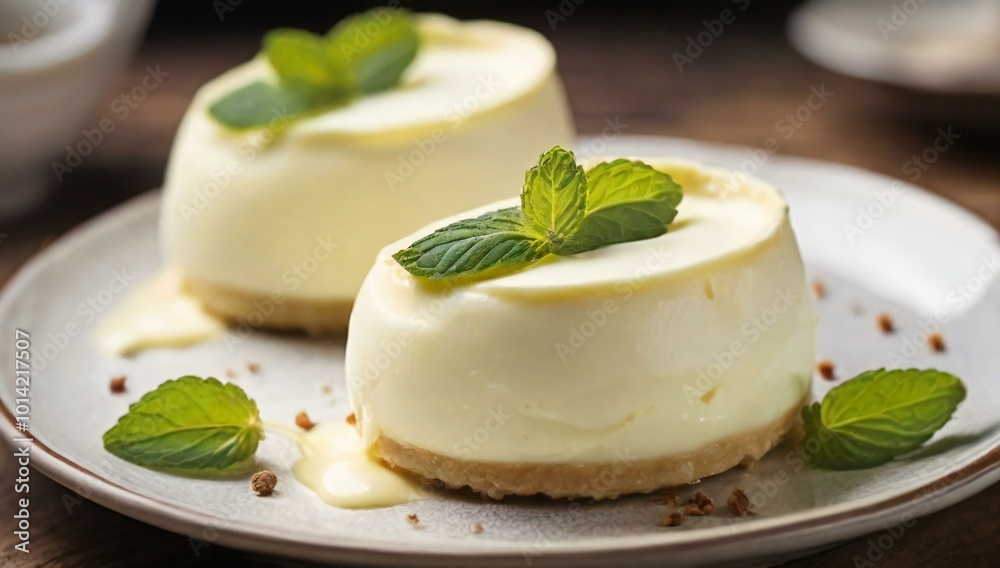 panna cotta dessert with mint panna cotta dessert with mint