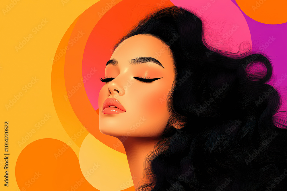 A vibrant illustration of a woman with closed eyes, flowing hair, and bold colors in the background, evoking a sense of calm and confidence. A vibrant illustration of a woman with closed eyes, flowing hair, and bold colors in the background, evoking a sense of calm and confidence.