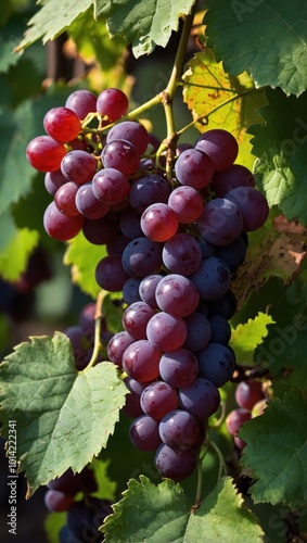 Wallpaper Mural Ripe purple grapes with green stems hanging from vine Torontodigital.ca