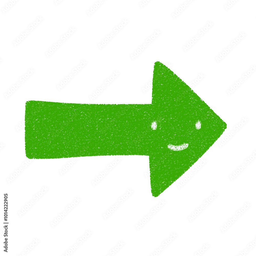 Obraz premium 右向きニコニコ矢印のかわいい手書き風イラスト