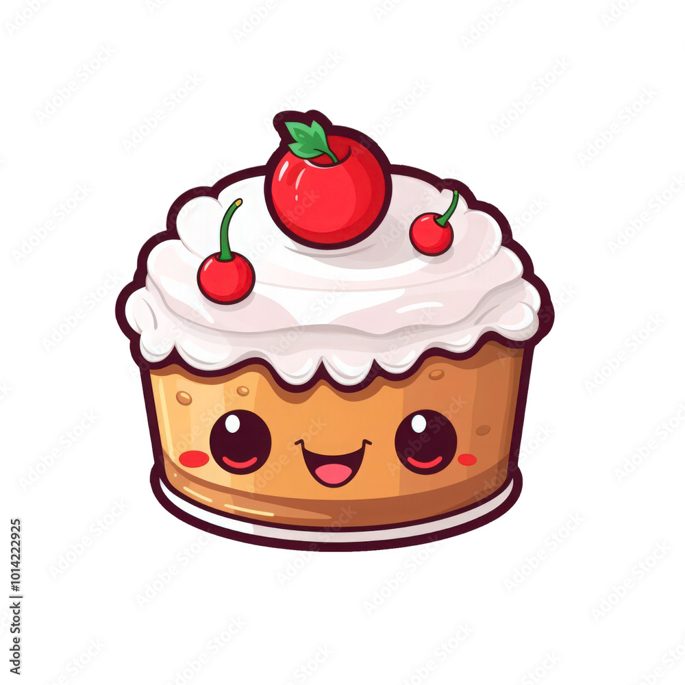 Cheerful cake with frosting and cherries is perfect for bakery menus, dessert posters, and celebration themed designs. Generative AI Cheerful cake with frosting and cherries is perfect for bakery menus, dessert posters, and celebration themed designs. Generative AI