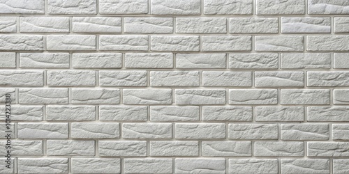 A close-up view of a white brick wall with a textured surface, showcasing the intricate details of the individual bricks and the subtle variations in their shades