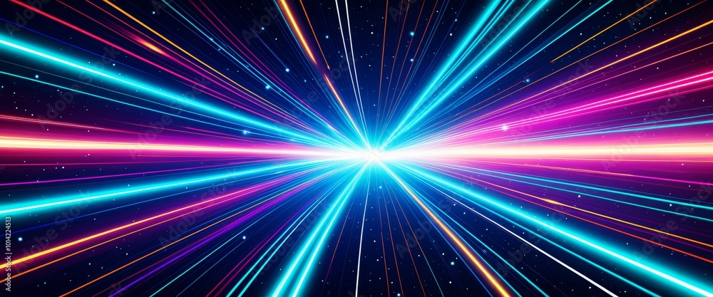 Fototapeta premium Speed Neon in Space with Abstract Background and Laser Energy Effect