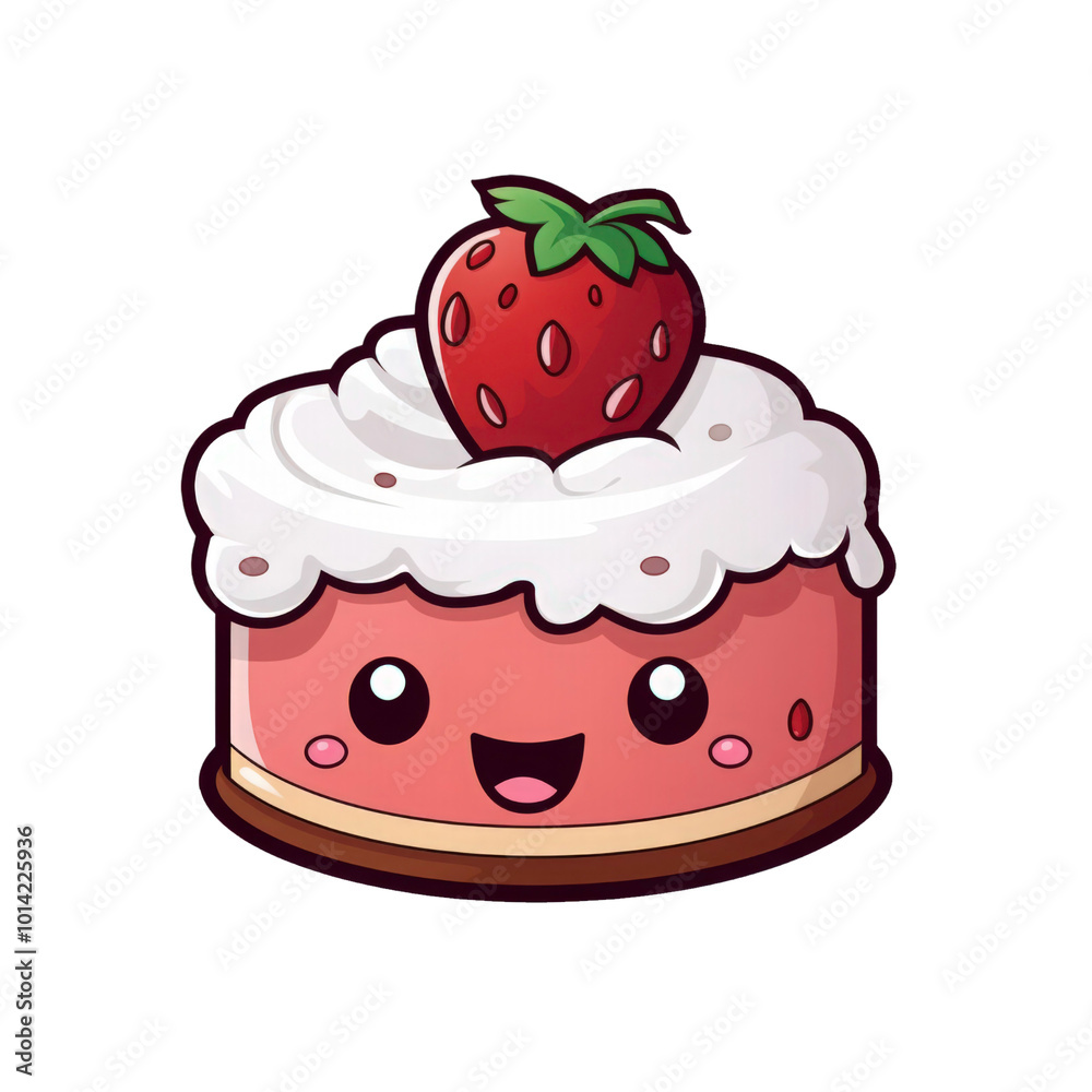 Cheerful cake with frosting and cherries is perfect for bakery menus, dessert posters, and celebration themed designs. Generative AI Cheerful cake with frosting and cherries is perfect for bakery menus, dessert posters, and celebration themed designs. Generative AI