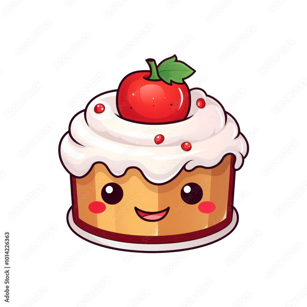 Cheerful cake with frosting and cherries is perfect for bakery menus, dessert posters, and celebration themed designs. Generative AI Cheerful cake with frosting and cherries is perfect for bakery menus, dessert posters, and celebration themed designs. Generative AI