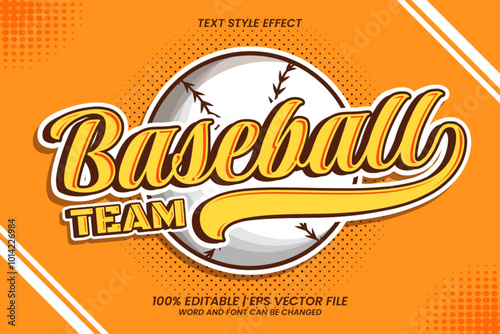 Baseball Team Text Effect Editable Cartoon Vintage Style