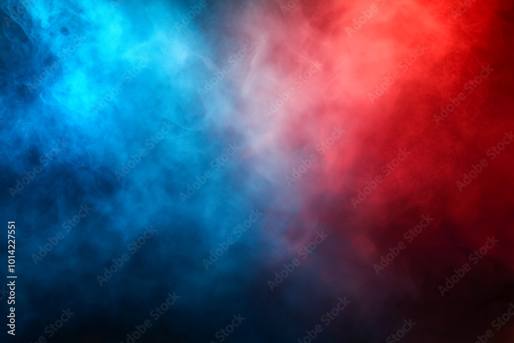 An abstract fusion of rich blue and fiery red clouds