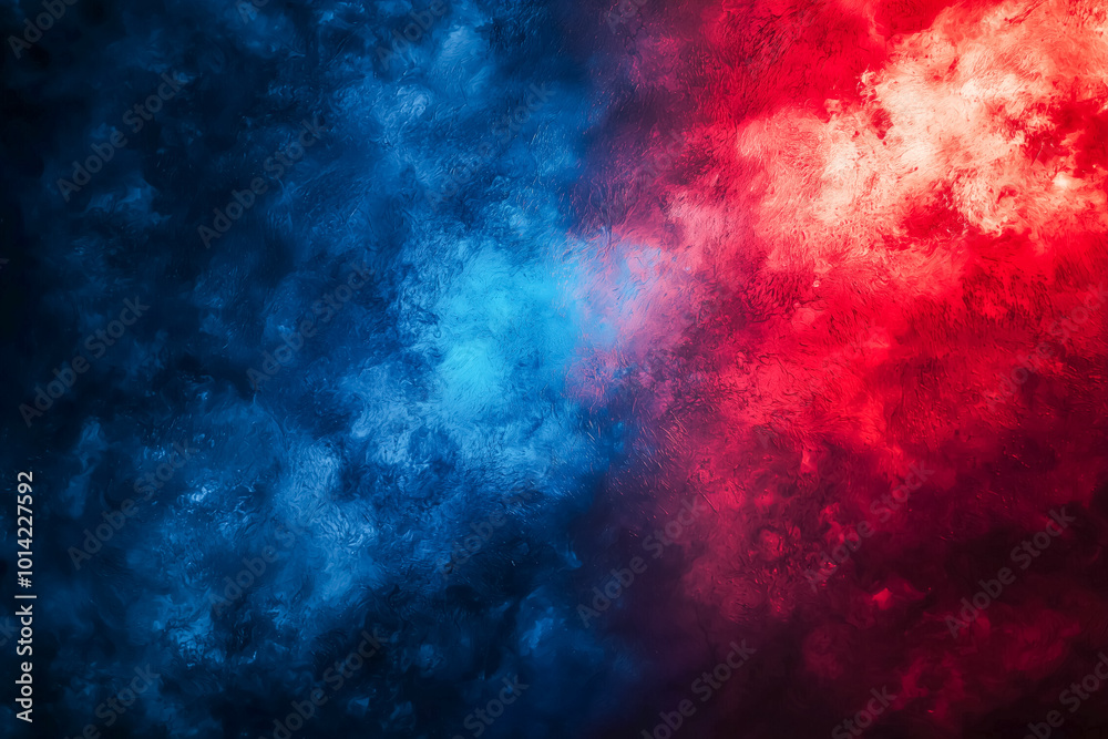 An abstract fusion of rich blue and fiery red clouds