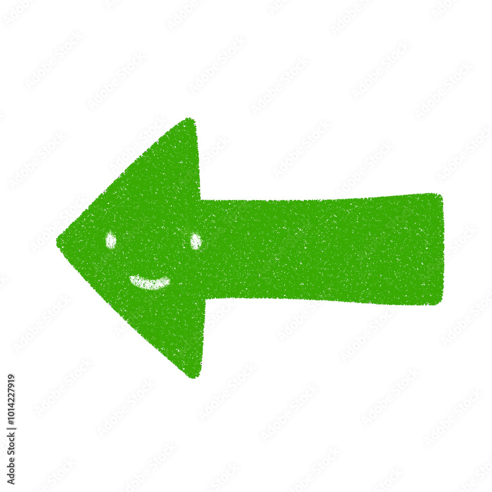 Fototapeta premium 左向きニコニコ矢印のかわいい手書き風イラスト