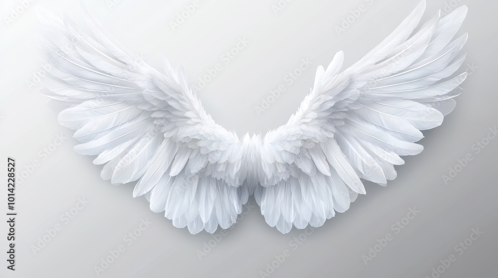 Fototapeta premium White angel wings isolated on transparent background