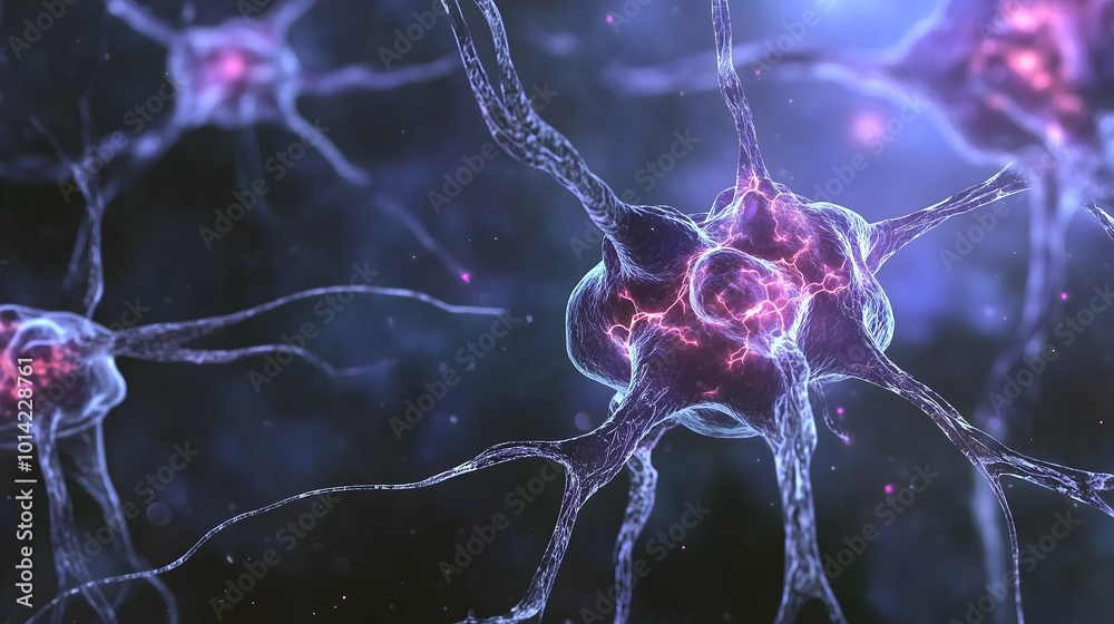 Obraz premium 3D brain connected to neurons, illustrating brain chemistry and neural pathways