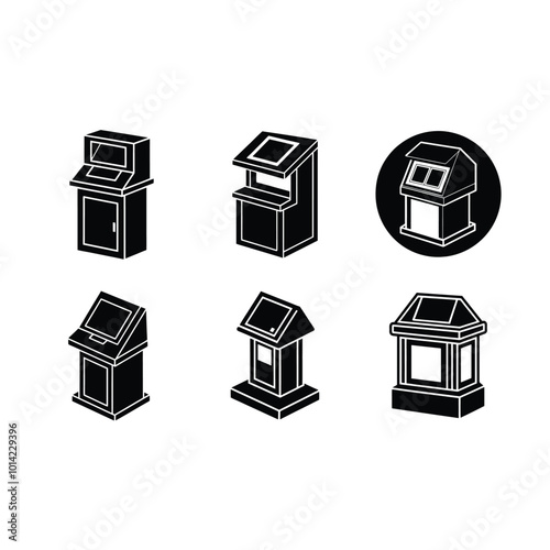 Modern Kiosk Termina on white background,Instant Digital Download. Illustration for prints on t-shirt and bags, posters 