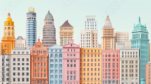 International Styles, a collage of buildings representing various architectural styles from around the world, with copy space, World Architecture Day