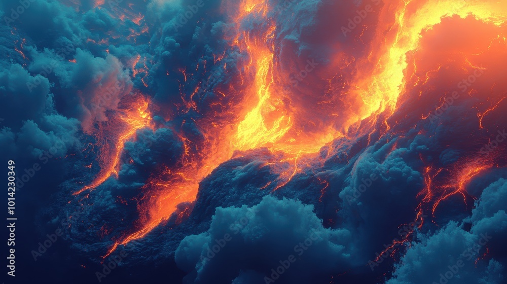 Massive Volcanic Eruption and Lava Flow. Generative Ai Massive Volcanic Eruption and Lava Flow. Generative Ai