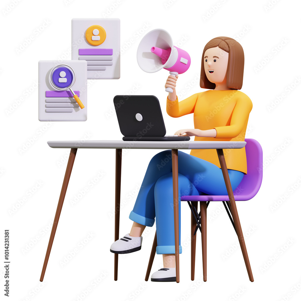 Fototapeta premium 3d Online Recruitment And Job Hiring Illustration
