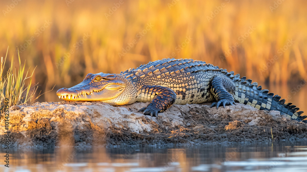 A Nile crocodile basking in the sun A Nile crocodile basking in the sun