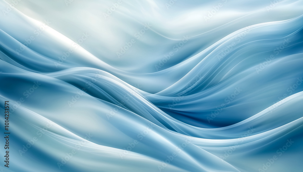 Fototapeta premium Fluid fabric-like blue and white swirls, minimalistic design, soft lighting, modern abstract expressionism
