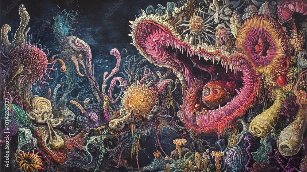 Surreal Floral Abstract Painting: A Cosmic Tapestry of Life