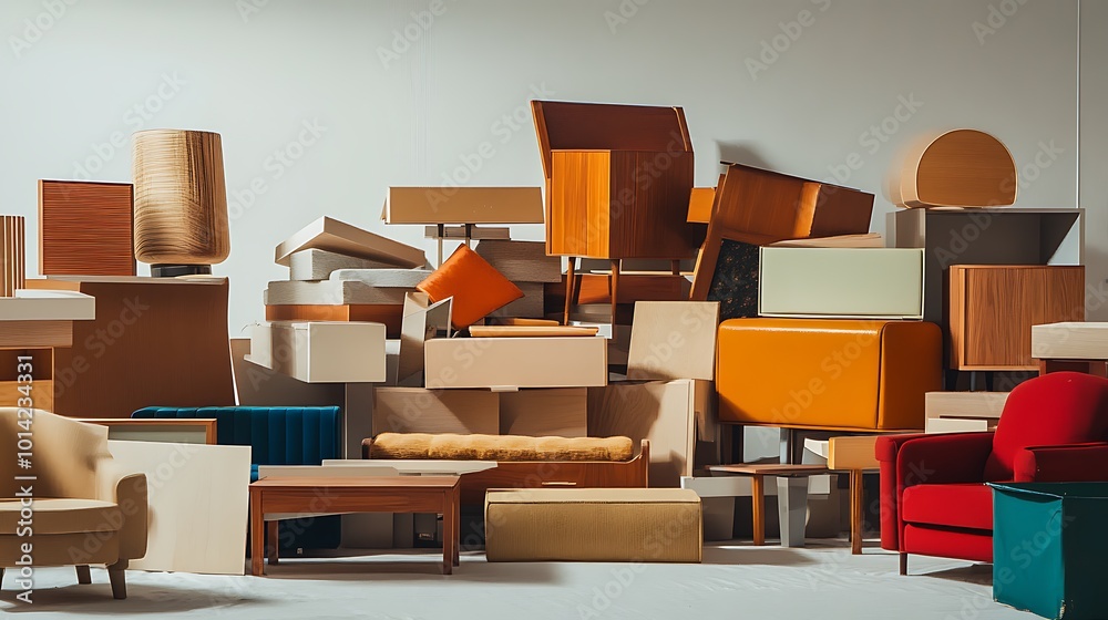 A Room Filled with Disassembled Furniture and Accents A Room Filled with Disassembled Furniture and Accents