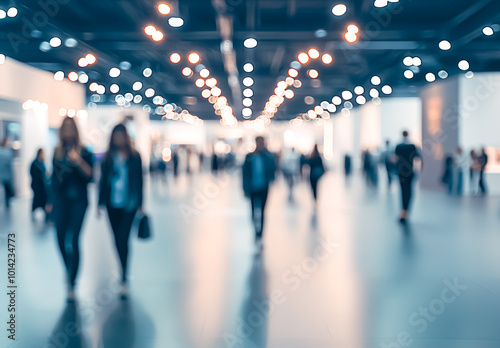 Abstract urban crowd, silhouettes of people walking in a busy