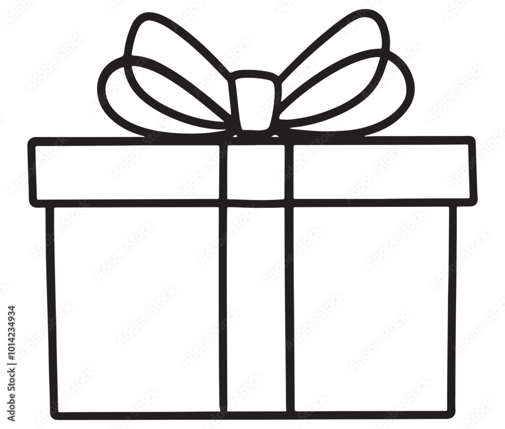 Gift box isolated on whit, Christmas gift box with ribbon, Outline gift box vector Gift box isolated on whit, Christmas gift box with ribbon, Outline gift box vector