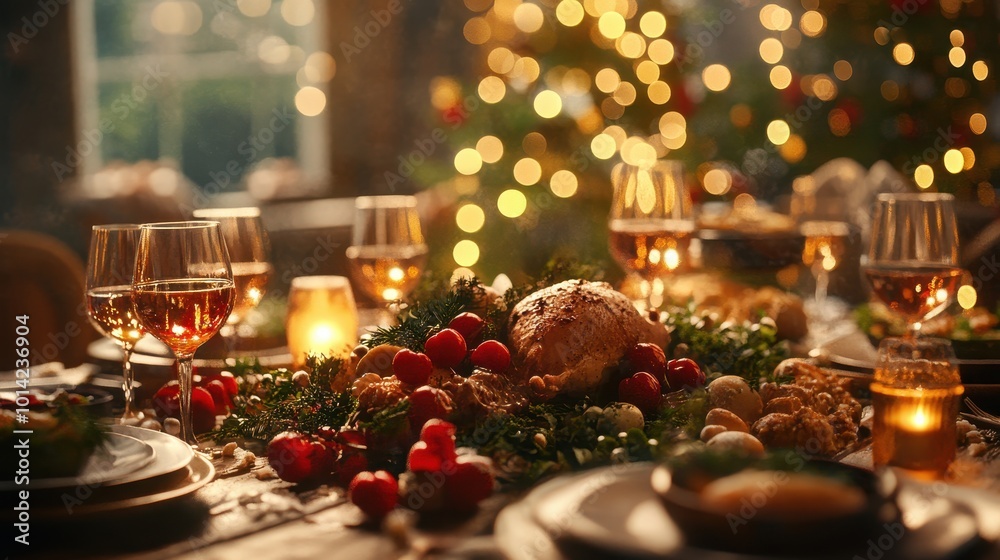 Festive Family Dinner Celebration. Generative AI