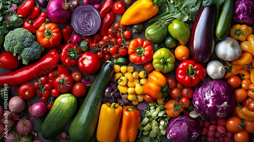 Colorful Assortment of Fresh Vegetables and Herbs photo