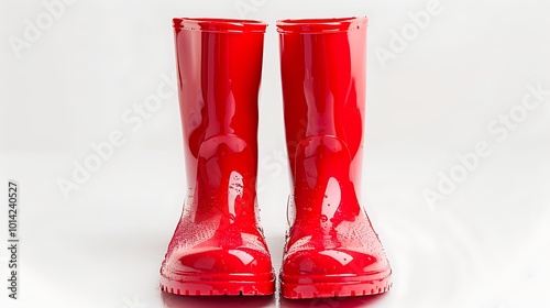 red rainboots isolated on white background photo