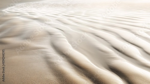 Gentle waves on sandy beach shore photo