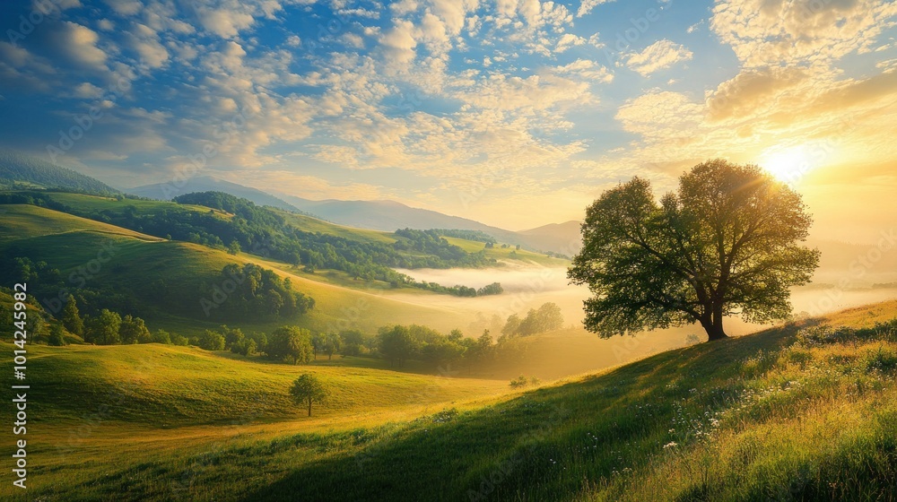 Fototapeta premium Sunrise over Rolling Hills