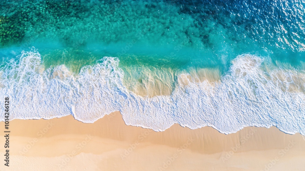 Aerial view of waves on sandy beach Aerial view of waves on sandy beach