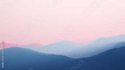 Soft layered mountain landscape at sunset