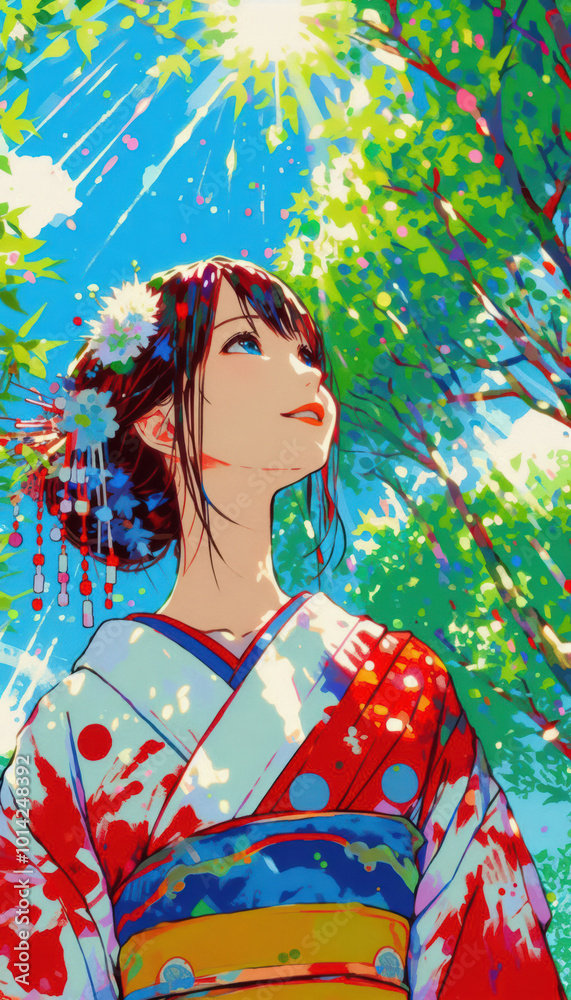 着物の女性イラスト 着物の女性イラスト