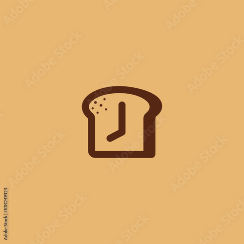 bread time logo design on isolated background, sliced bread with clock logo concept