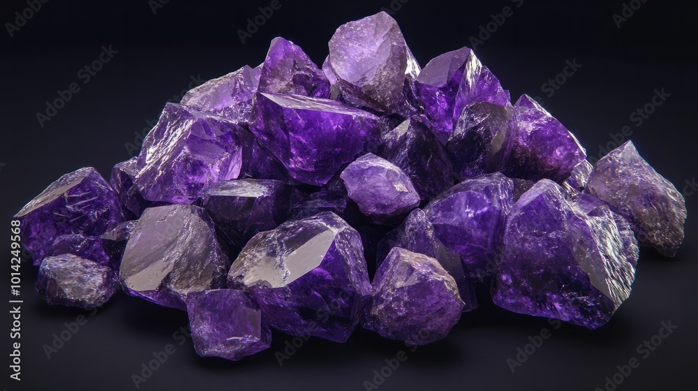 Pile of polished amethysts, with rich purple tones and smooth, rounded surfaces Pile of polished amethysts, with rich purple tones and smooth, rounded surfaces