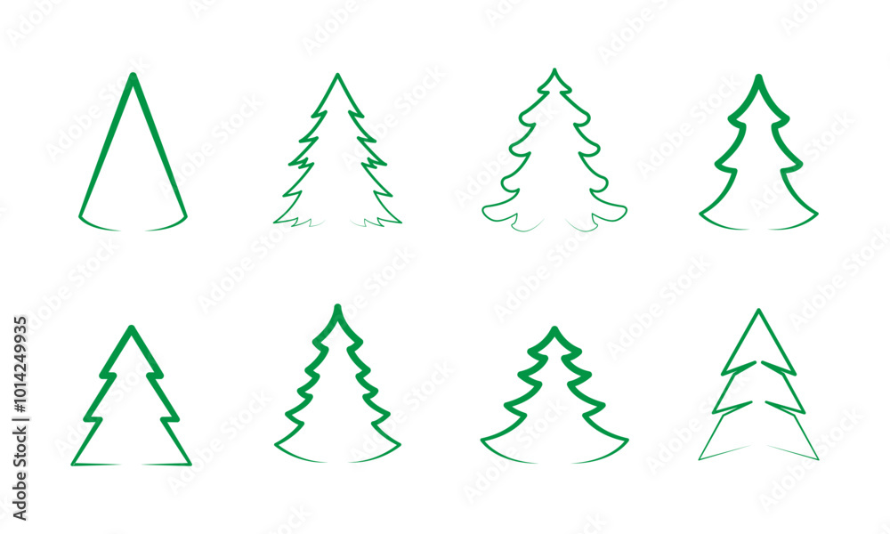 line art set of Christmas trees. EPS 10 line art set of Christmas trees. EPS 10